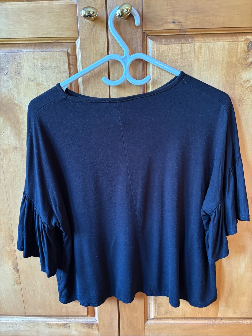 Essentials Black Short Sleeve Ruffle Top - Picture 2 of 3